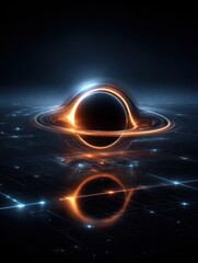Wall Mural - Abstract depiction of a black hole with swirling energy