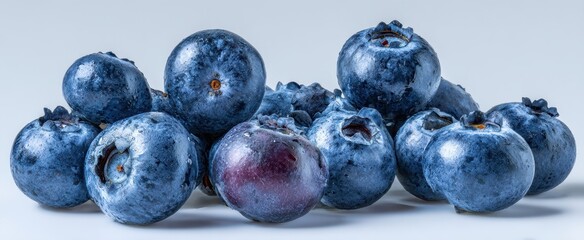Wall Mural - The vibrant cluster of fresh blueberries on a light background.