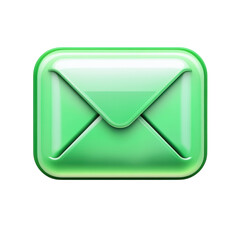 Poster - Glossy Green Email Icon Digital Communication Message Delivery on transparent background