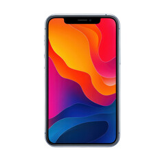 Poster - Smartphone mockup with colorful background display showcasing vibrant on transparent background