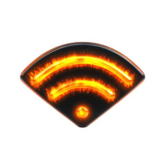 Poster - Glowing wifi network hotspot flame icon fire signal internet wireless on transparent background