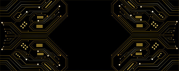 Futuristic glowing AI circuit board with electronic details for UI and GUI design. Hi-tech panel with light effects. Modern technology background. Vector illustration. EPS 10