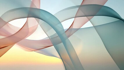 Poster - Abstract Fluid Dynamics: An ethereal, flowing design of intersecting curves in a spectrum of soft hues, creating a sense of motion and harmony