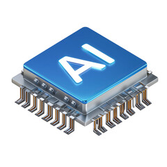 Poster - 3D icon of an artificial intelligence chip with the letter 