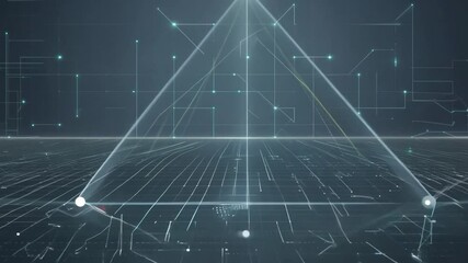 Poster - Abstract futuristic background with glowing lines and particles creating a digital technology theme in blue tones 4k video footage