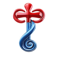 Leinwandbilder - Red Cross with Blue Swirl Isolated Symbol Medical Healthcare Design Icon on transparent background