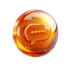 Poster - Orange Glossy Orb with a Message Bubble Icon Dialogue Chat and a on transparent background