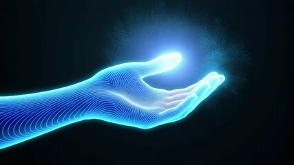 Poster - Captivating Cosmic Grasp: A luminescent hand emerges from a dark expanse, its fingers outstretched towards a radiant orb, symbolizing creation and exploration.