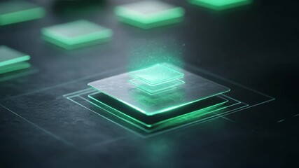 Poster - Illuminating Tech Layers: A futuristic composition of transparent, glowing layers stacked atop one another, conveying technological advancement and innovation. 