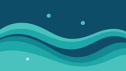 Poster - Abstract wavy design with teal and turquoise colors and a soft round dot