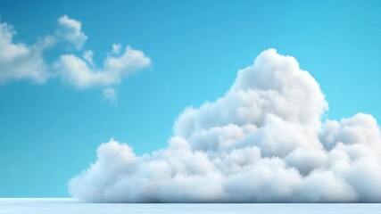 Poster - Cloudscape Serenity: The image presents a serene atmosphere with fluffy, white clouds drifting across a clear, azure sky. It's a picture of tranquility and the beauty of nature.