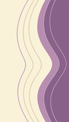 Poster - Abstract wavy lines design in purple and beige colors with translucent overlay