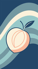 Poster - Artistic peach with leaf illustration on wavy background suitable for diverse design projects
