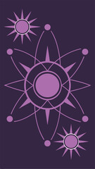 Poster - Bright purple energy orbs and lines abstract design with glowing and dynamic elements