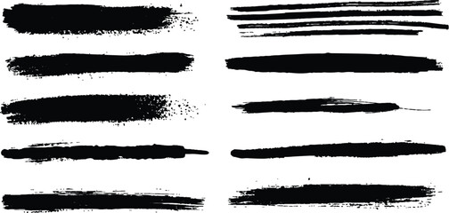 Poster - Creative black brush strokes isolated on a white background. Illustrator set of grunge black paint brush strokes. All brush strokes are isolated on white background.