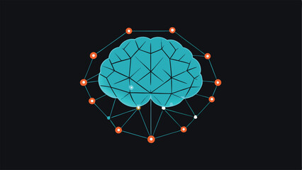 Poster - Digital brain mesh concept with neuron connections representing artificial intelligence and innovation