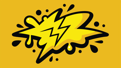Poster - Electric yellow lightning bolt symbol with black outline and comic style design