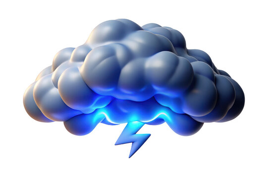 3d render of storm cloud with lightning isolated on transparent background