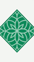 Poster - Geometric floral green design element with transparency for versatile decorative usage