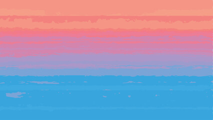 Poster - Gradient sunset illustration featuring artistic horizontal layers with watercolor effect