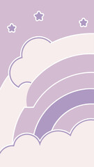 Poster - Pastel purple rainbow with stars on a white background suitable for design