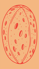 Poster - Red outline sphere with oval and dot details suitable for various design projects