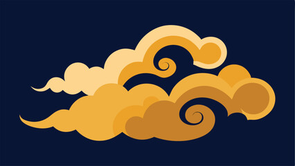 Poster - Stylized japanese cloud design in gold and amber colors on a transparent background