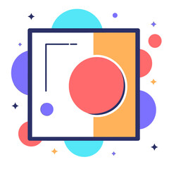 Poster - Geometric Composition: Square Frame with Circle and Star Accents, Modern Design