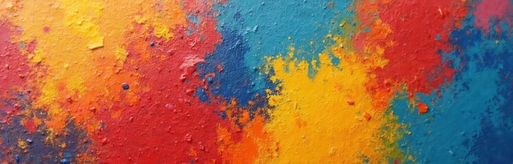 Aufkleber - Colorful abstract oil paint daub on canvas. Textured artwork with bright, bold colors. Oil brushstroke, paint knife texture. Modern artistic background illustration.