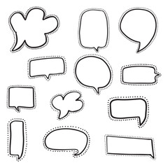 Poster - Hand Drawn Speech Bubble Icon Set Vector Design.
