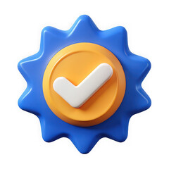 Poster - 3d render checkmark badge seal isolated on transparent background