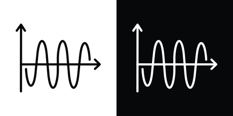 Wave sine icon design. simple stroke line vector icon set
