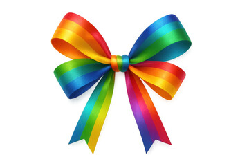 Poster - Colorful rainbow ribbon tied in a bow, isolated on a transparent background, perfect for adding a touch of celebration to any design