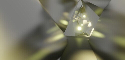 Poster - Futuristic architecture background empty geometric interior with glowing lamps in dark tunnel 3d render