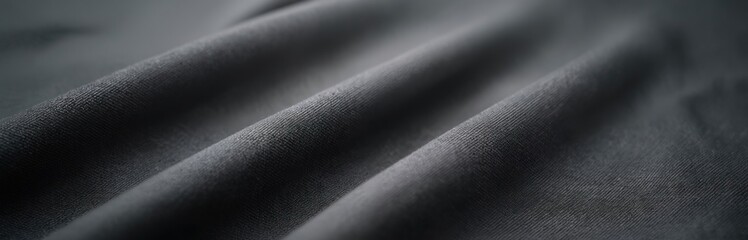 Poster - Close-up of dark gray textile texture. Anthracite black woven cotton linen fabric backdrop. Natural fiber material for fashion design, background, banner, seamless cloth, apparel.