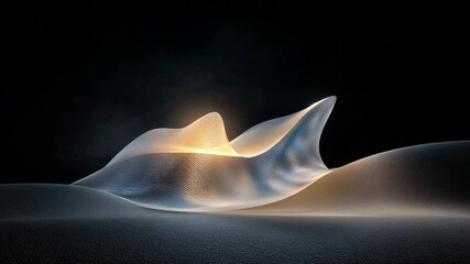 Poster - Ethereal Light: An artistic rendering of translucent, flowing forms, illuminated by a warm, radiant light, evoking a sense of serenity, grace, and the beauty of abstract design.