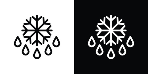 Snowflake droplets icon design. simple stroke line vector icon set