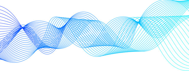 Poster - Abstract glowing Modern wave Dynamic flowing with futuristic technology and sound wave lines. Curved wavy lines tech futuristic motion background. Smooth, flowing waveforms blue lines.
