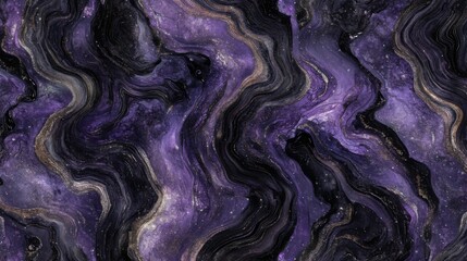 Wall Mural - Aurora inspired background, marbled, black, dark, purple and black, silver highlights