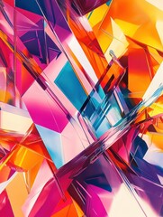 Poster - Generative AI geometric shapes in vibrant colors create a stunning abstract that captivates the viewer.