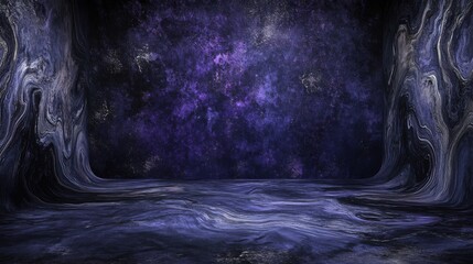 Wall Mural - Aurora inspired background, marbled, black, dark, purple and black, silver highlights