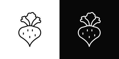 Radish icon design. simple stroke line vector icon set