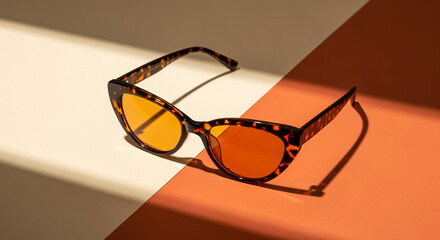 Poster - Sunglasses with Orange Lenses on a Colorful Background