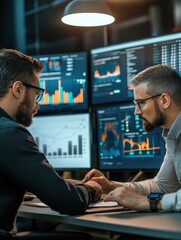 Poster - Data analysts reviewing real-time analytics dashboards in a modern office setting