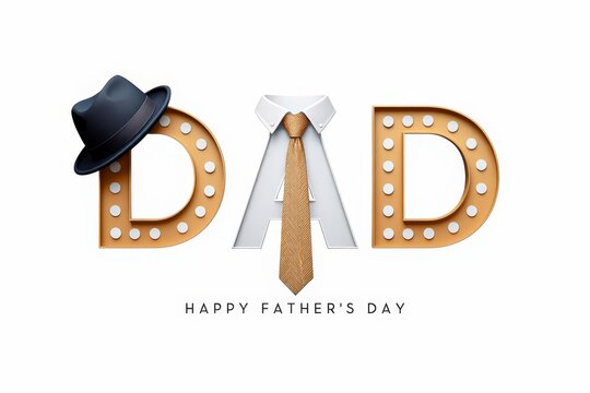 Fathers day greeting with dad text in brown polka dot letters.