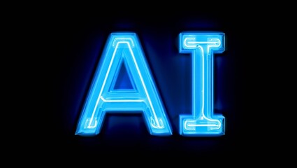 Poster - Ai word banner letter black background isolated modern simple aesthetics artificial intelligence abbreviation.