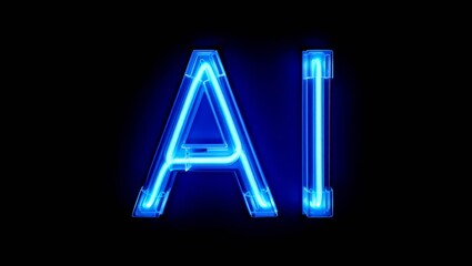 Poster - Ai word banner letter black background isolated modern simple aesthetics artificial intelligence abbreviation.