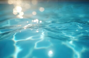 Aufkleber - Blue water surface with light reflections. Bright sunlight shimmers on waves, creating refreshing summer mood. Liquid texture background, ocean, sea. Perfect for travel, spa, wellness, beauty,