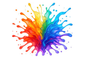 Poster - Colorful paint splashing, creating a vibrant and dynamic explosion of rainbow hues on a transparent background