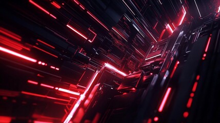 Poster - Abstract Red Neon Lines Futuristic Technology Background Design
